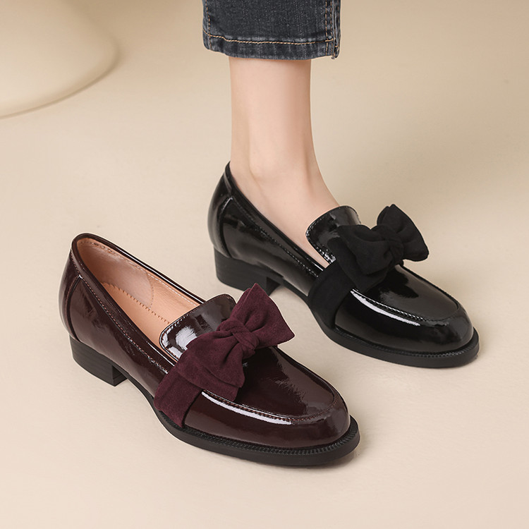 British Style Leather Loafers with Square Toe and Buckle Strap - Image 2