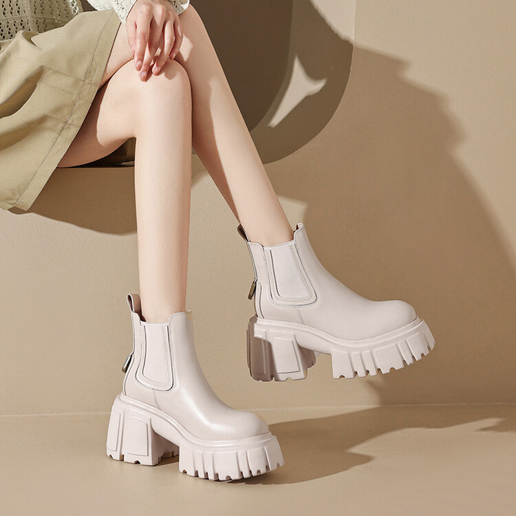 Chelsea Boots for Women | Genuine Leather Upper | Chunky High Heel | Winter 2024 - Image 2