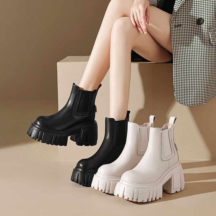 Chelsea Boots for Women | Genuine Leather Upper | Chunky High Heel | Winter 2024 - Image 4