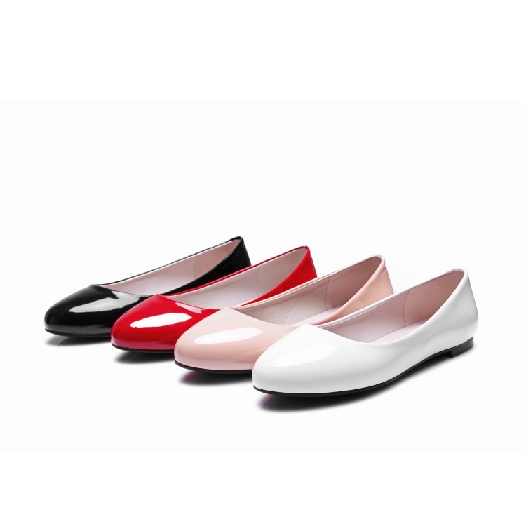 Fashion Mary Jane Flats - PU Patent Round Toe Slip-On