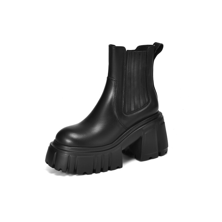 Women's Chelsea Boots in Top Grain Leather with Chunky Heel and Platform - Image 5