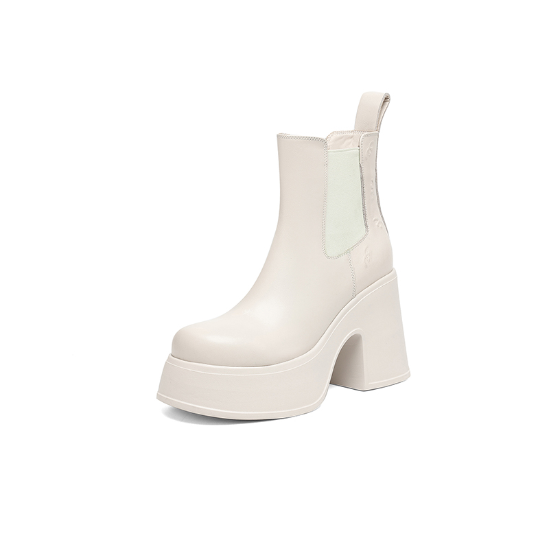 Women's Chelsea Boots in Top Grain Leather with Chunky High Heel - Style a.html - Image 5