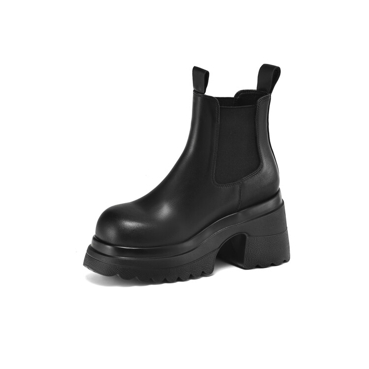 Women's Chelsea Boots with Chunky Heel and Platform in Black or Beige - Image 5