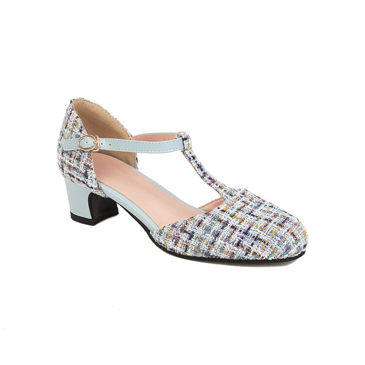 Women's Closed Toe Sandals Low Top Mid Chunky Heel T-Strap - Image 3