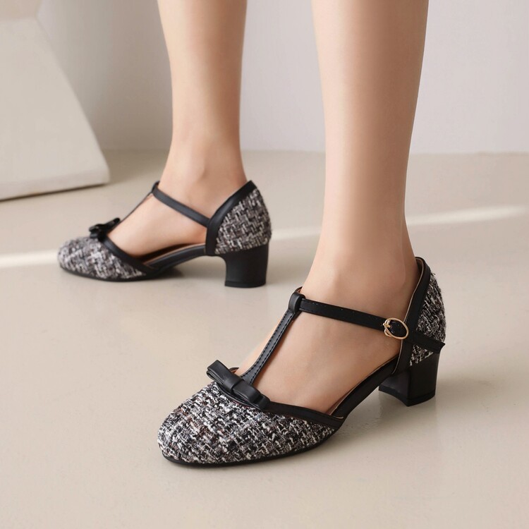 Women's Closed Toe Sandals with Bow and Block Mid Heel - Image 2