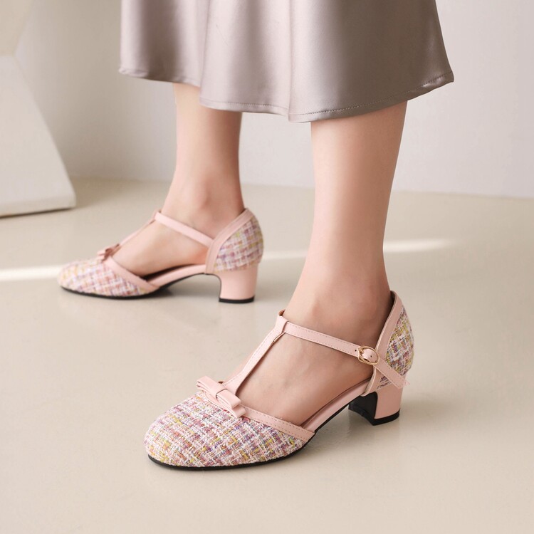 Women's Closed Toe Sandals with Bow and Block Mid Heel - Image 3