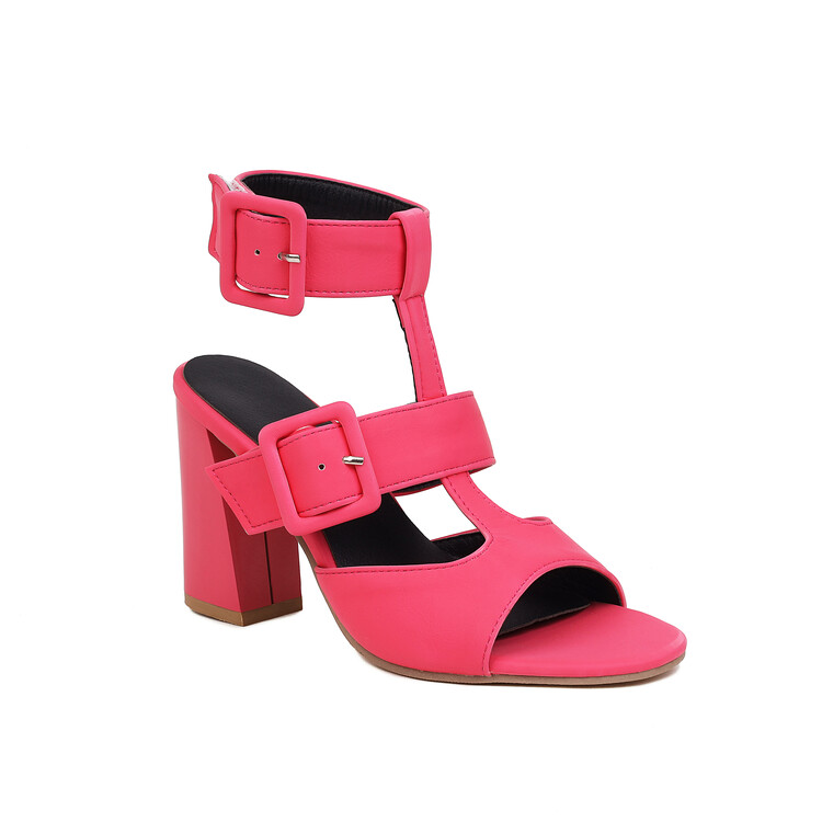 Women's High Heel Peep Toe Sandal Boots with Hook and Loop Closure - Image 4