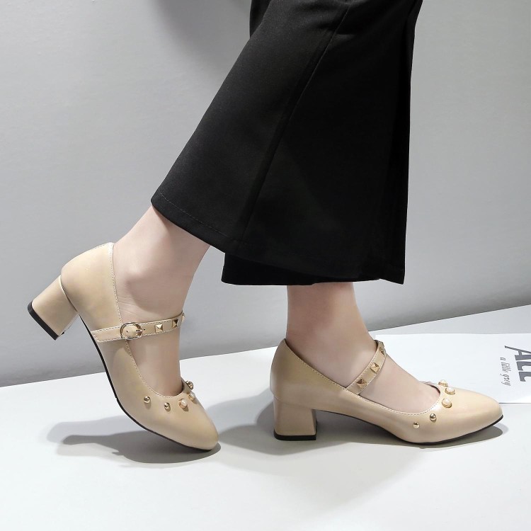 Women's Mary Jane Shoes PU TPR Chunky Mid Heel Round Toe Slip-On - Image 2
