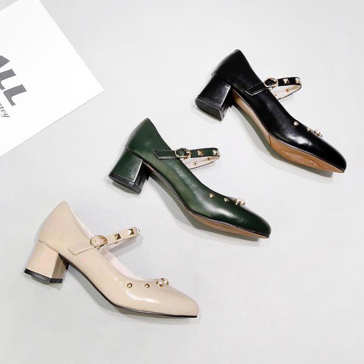 Women's Mary Jane Shoes PU TPR Chunky Mid Heel Round Toe Slip-On - Image 4