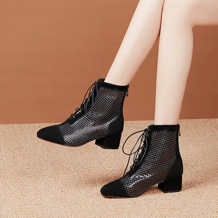 Women's Mid-Calf Pointed Toe Chunky Heel Fashion Boots - Style k.html - Image 2