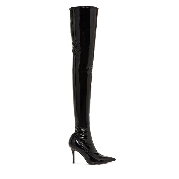Women's Over-the-Knee Stiletto Boots with Pointed Toe and Metal Accents - Image 5