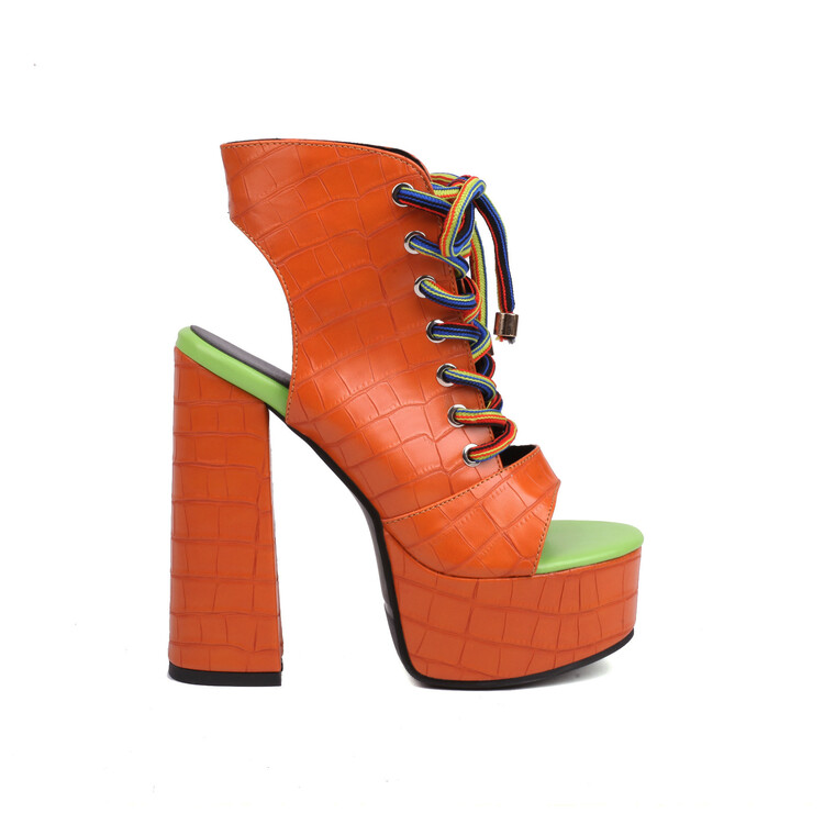 Women's Roman Peep-Toe Chunky High Heel Sandals - Image 4